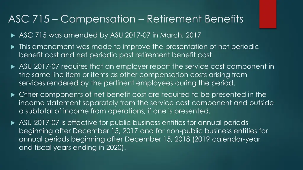 asc 715 compensation retirement benefits