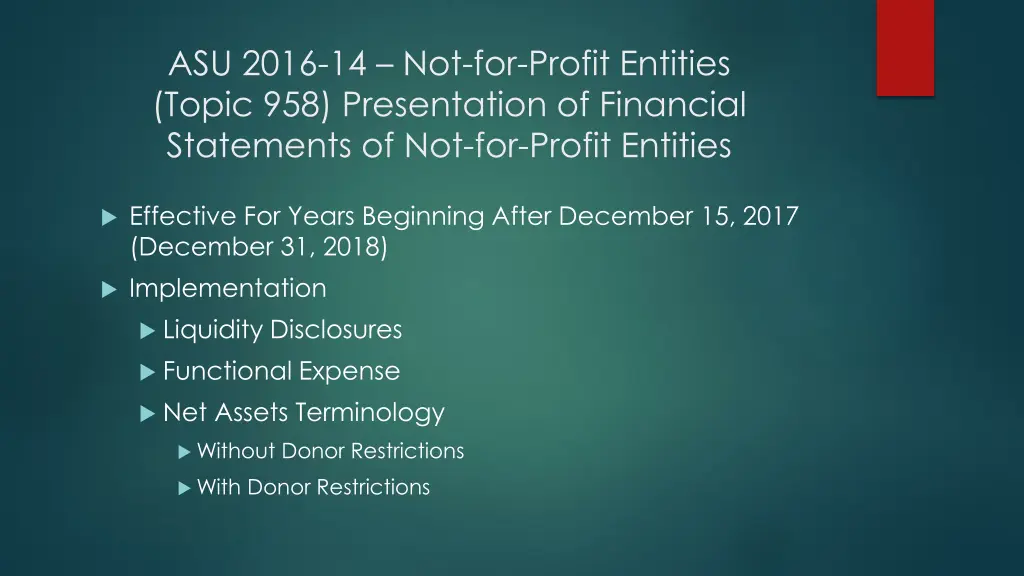 asu 2016 14 not for profit entities topic