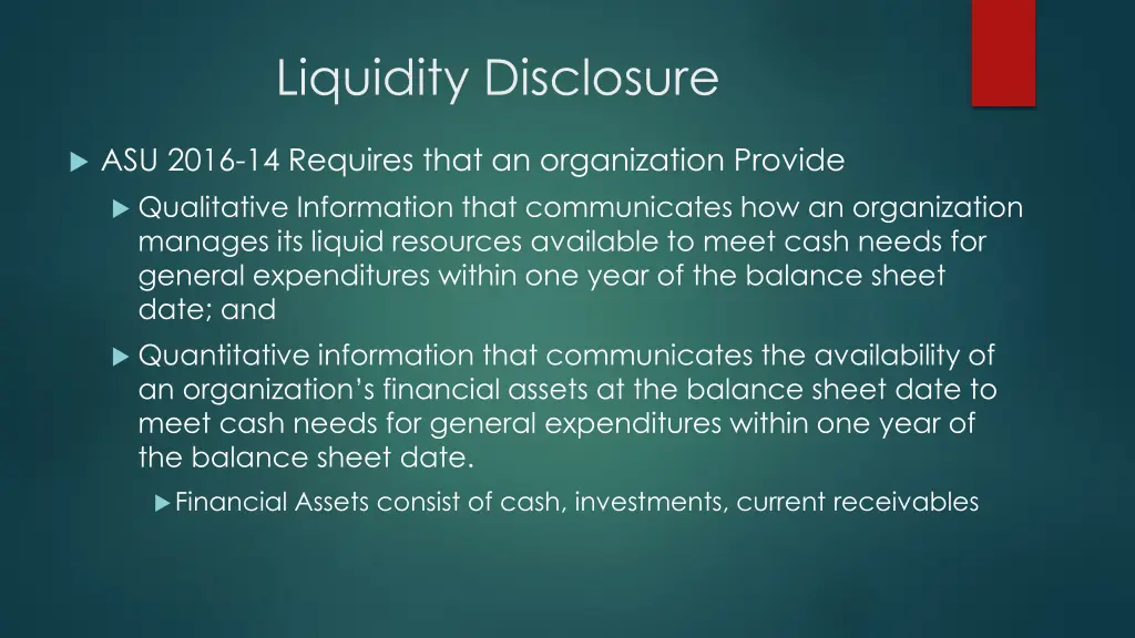 liquidity disclosure