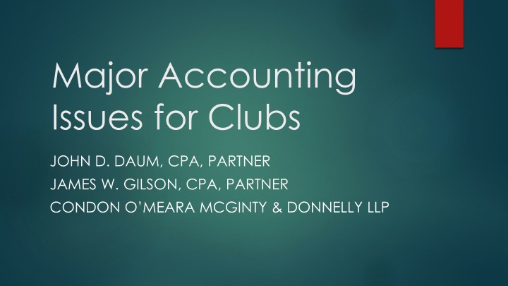 major accounting issues for clubs