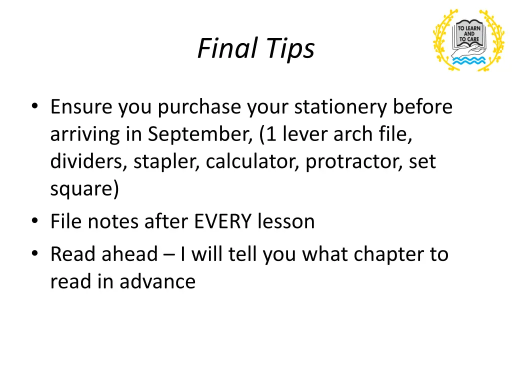 final tips