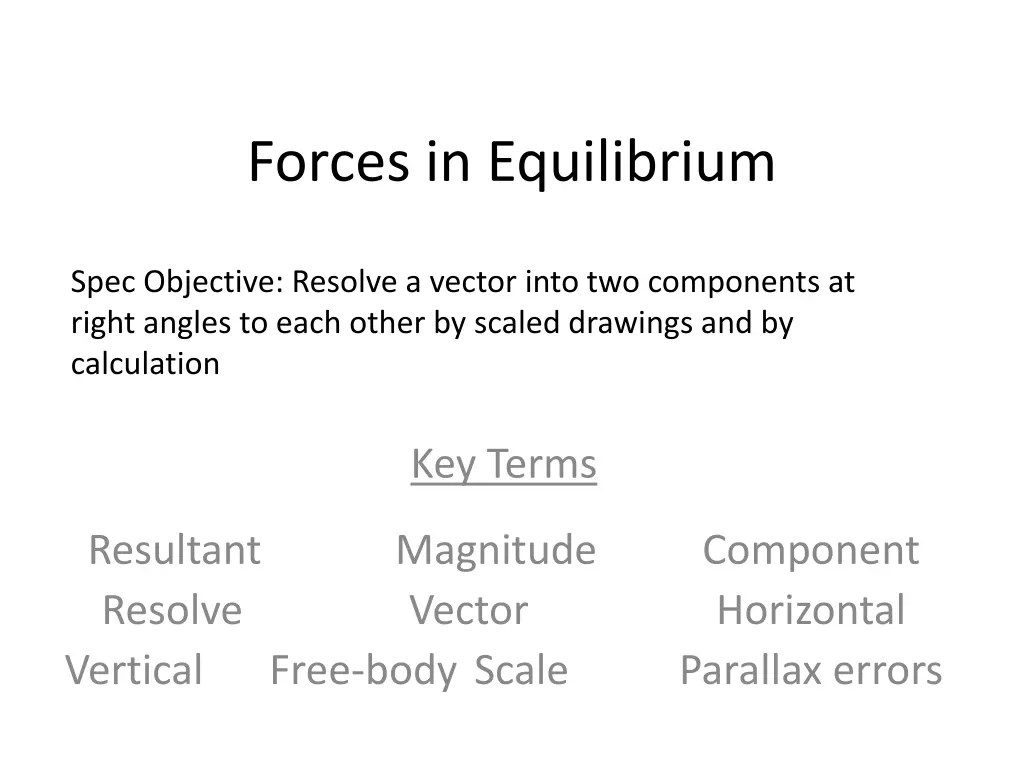 forces in equilibrium