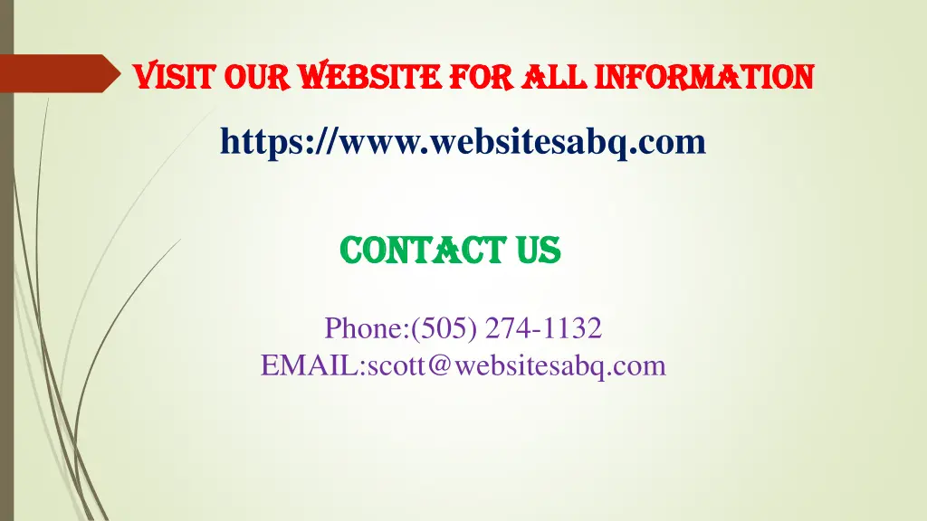 visit visit our website for all information