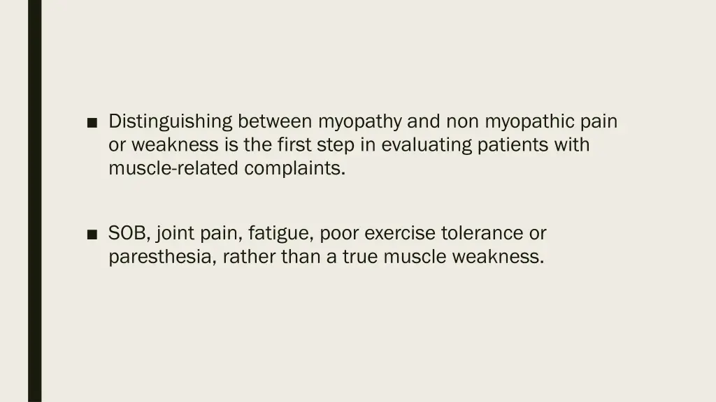 distinguishing between myopathy and non myopathic