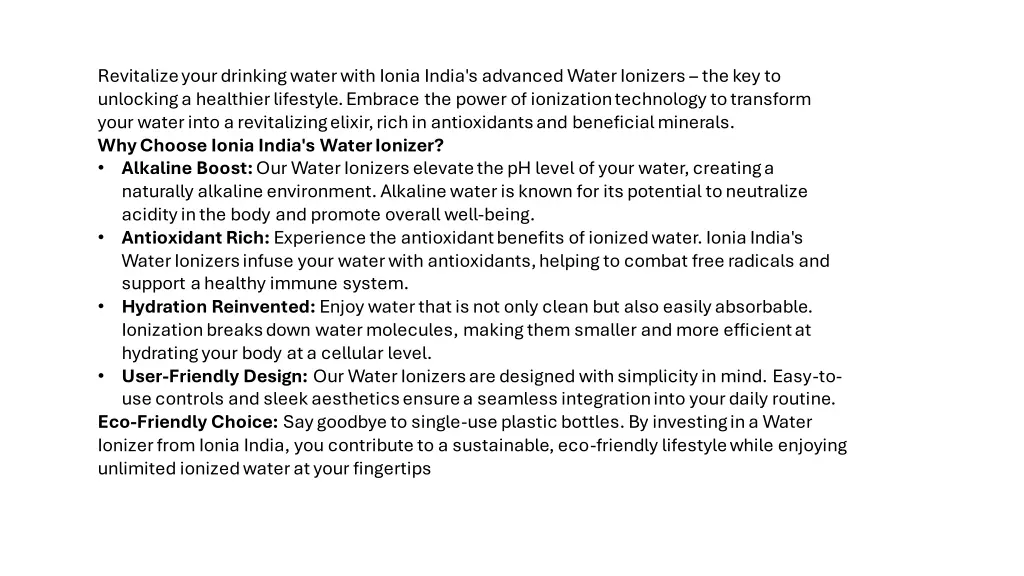 revitalize your drinking water with ionia india