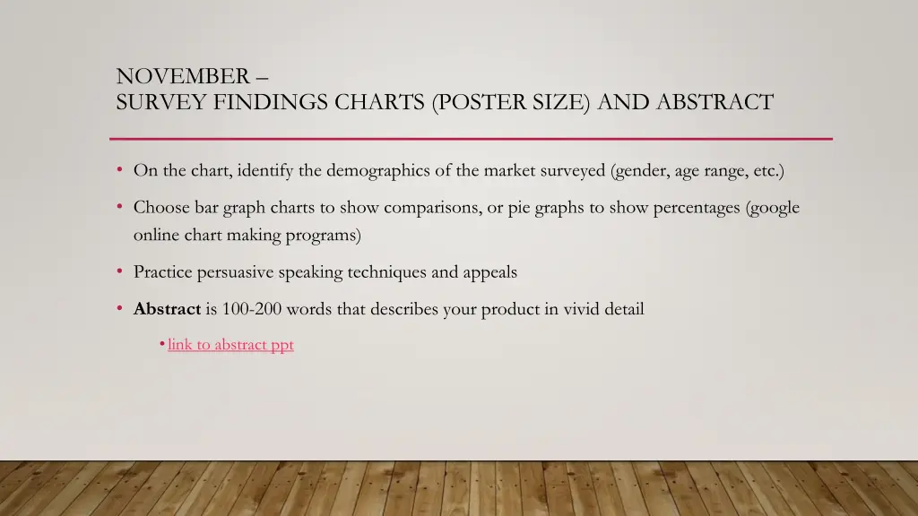 november survey findings charts poster size