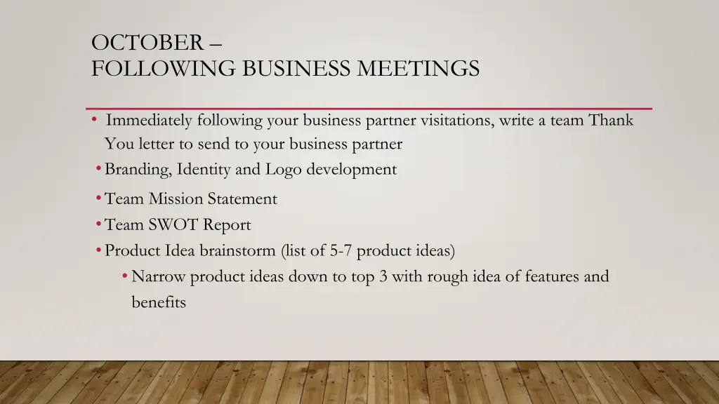 october following business meetings