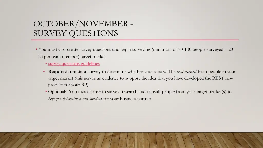 october november survey questions