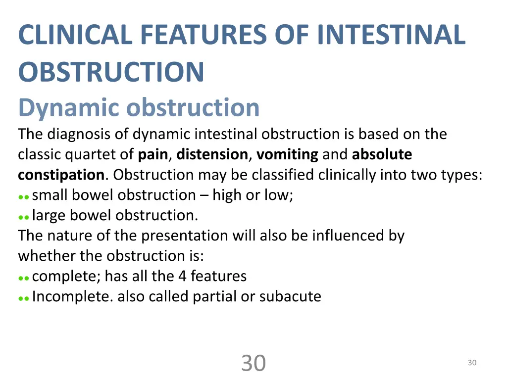 clinical features of intestinal obstruction