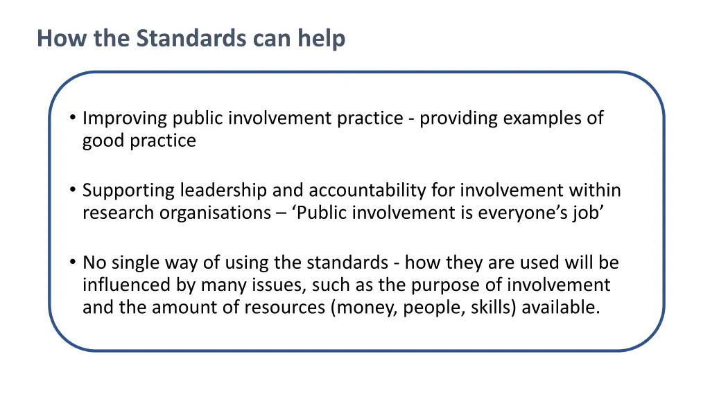 how the standards can help