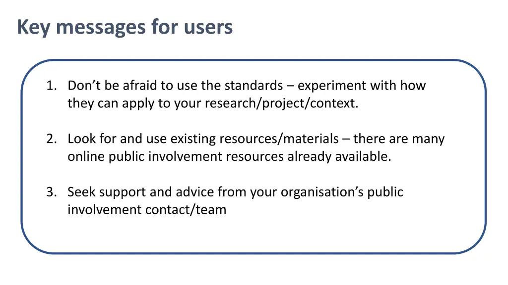 key messages for users