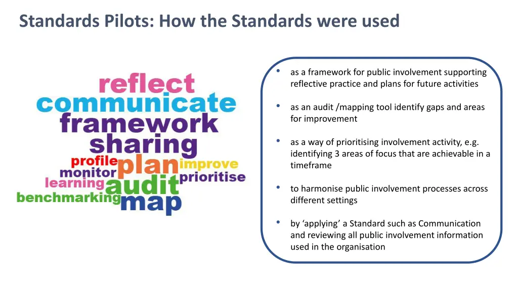 standards pilots how the standards were used