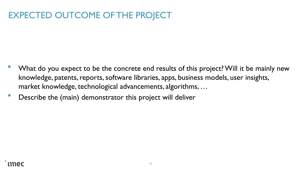 expected outcome of the project