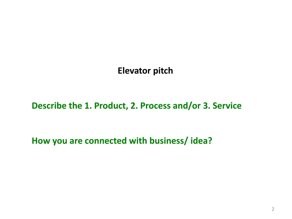 elevator pitch