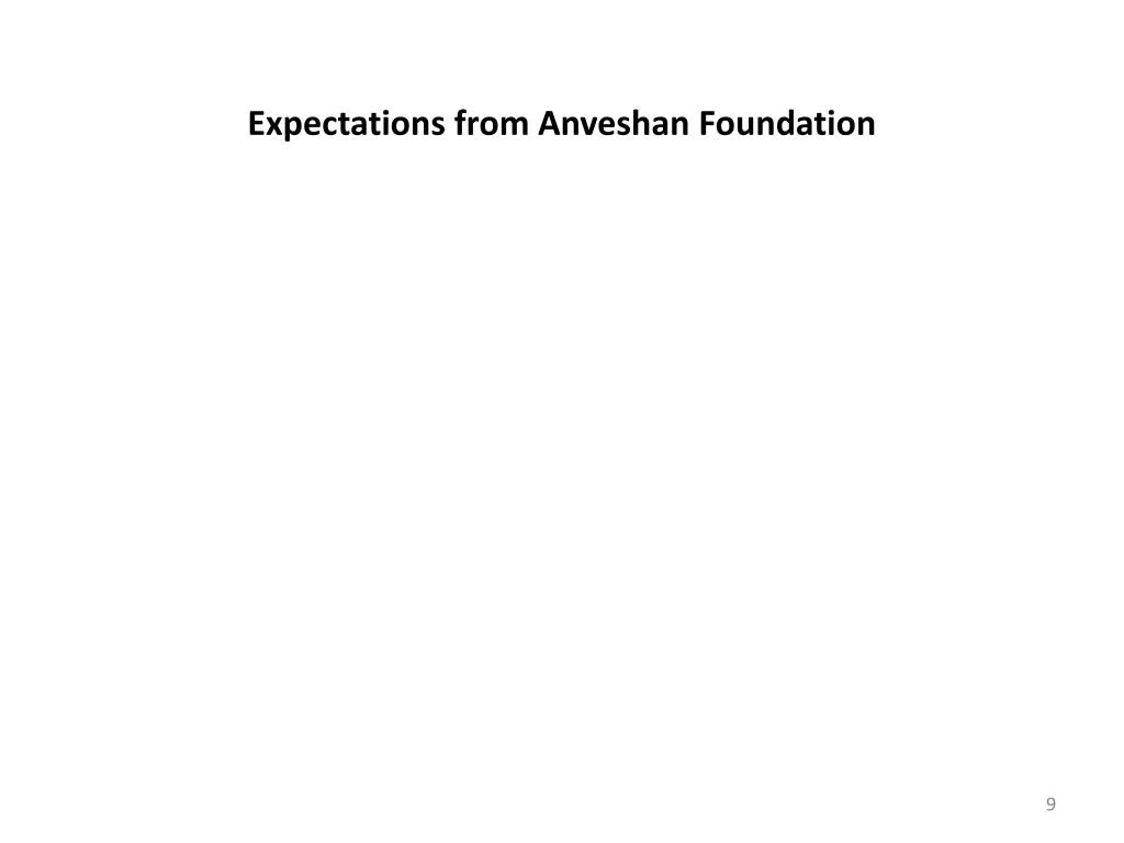 expectations from anveshan foundation