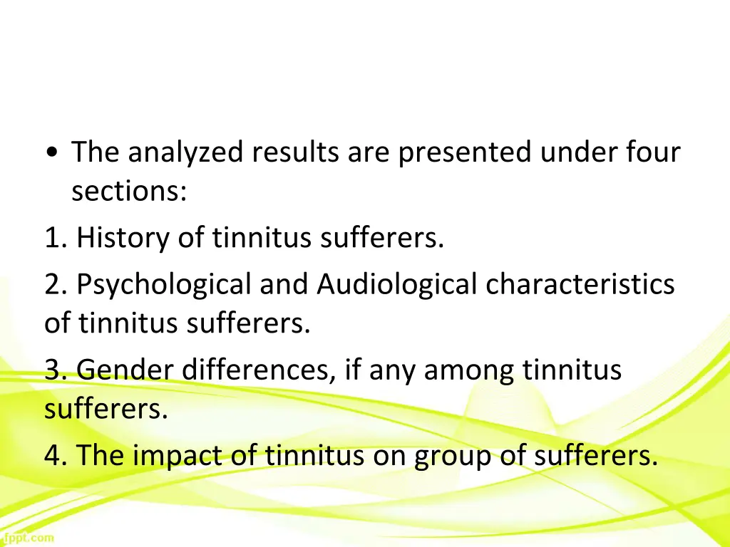 the analyzed results are presented under four