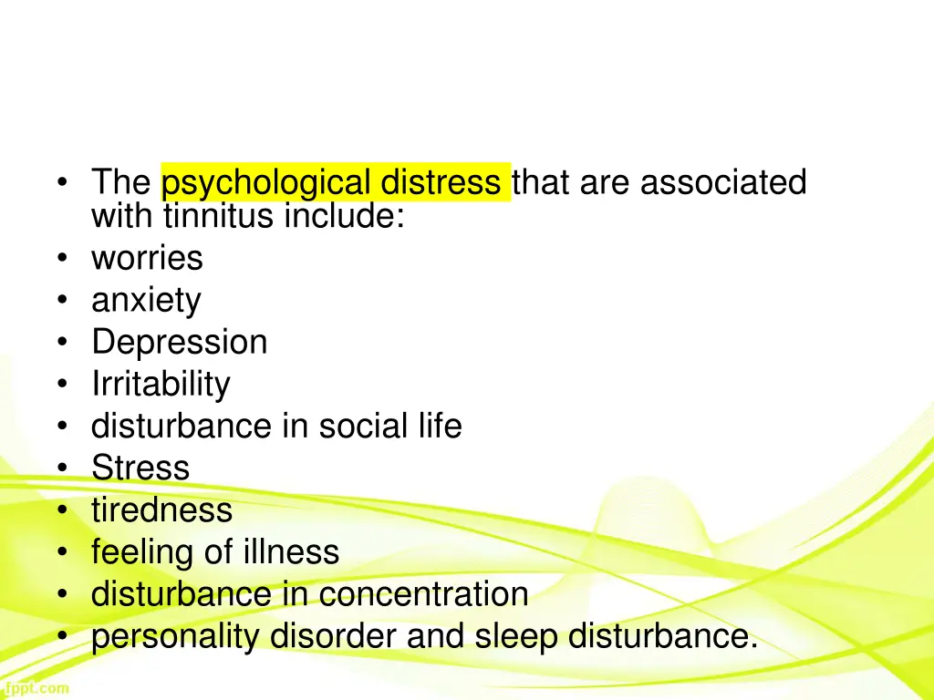 the psychological distress that are associated