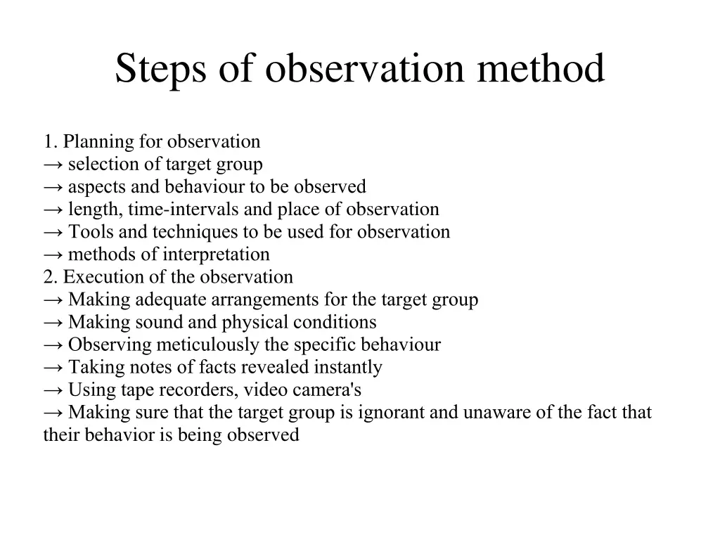 steps of observation method