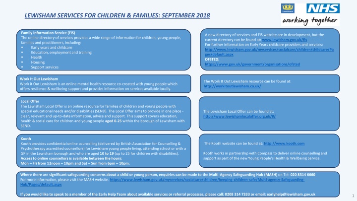 lewisham services for children families september