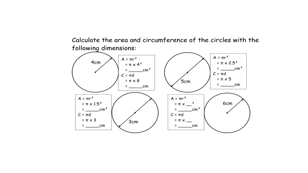 calculate the area and circumference