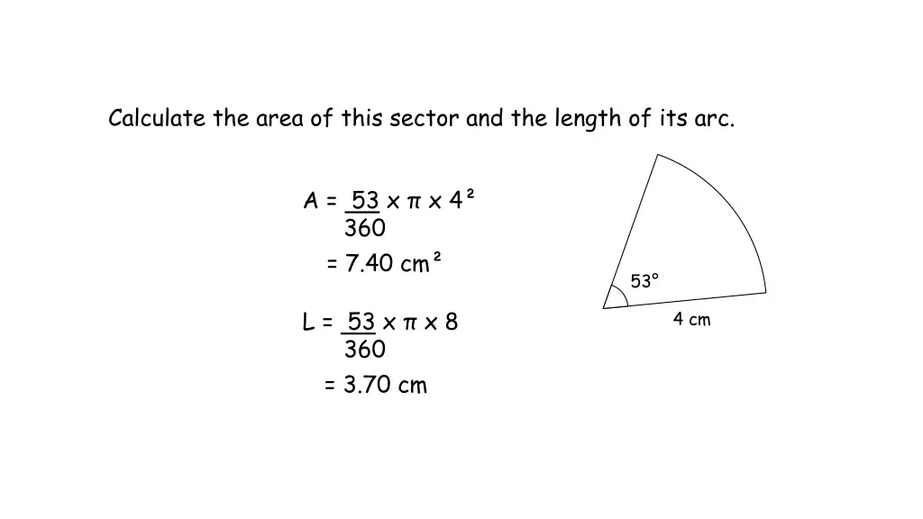 calculate the area of this sector and the length