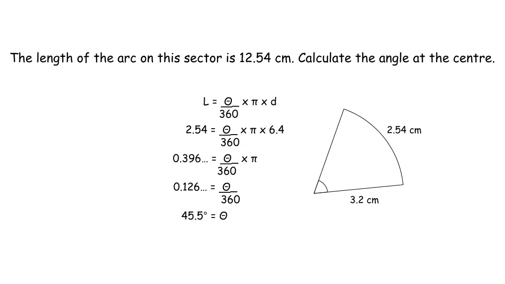 the length of the arc on this sector