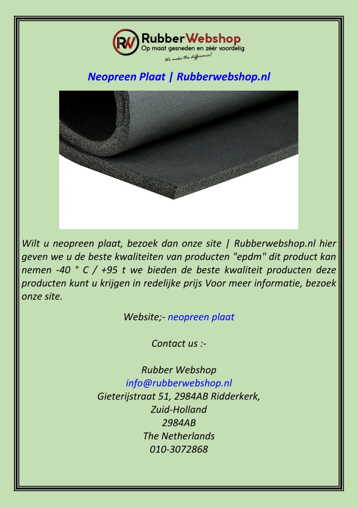 neopreen plaat rubberwebshop nl