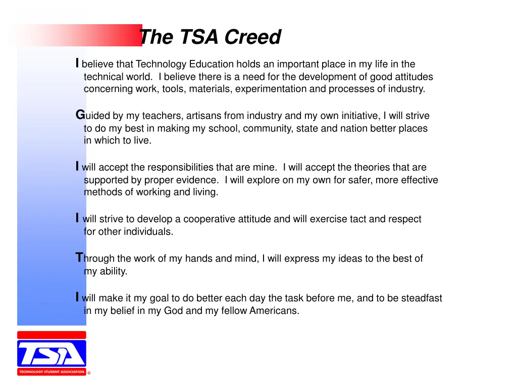 the tsa creed