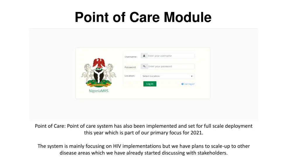 point of care module