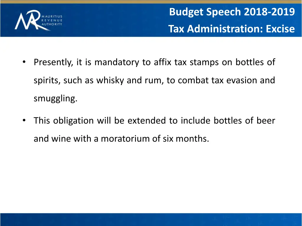 budget speech 2018 2019 tax administration excise