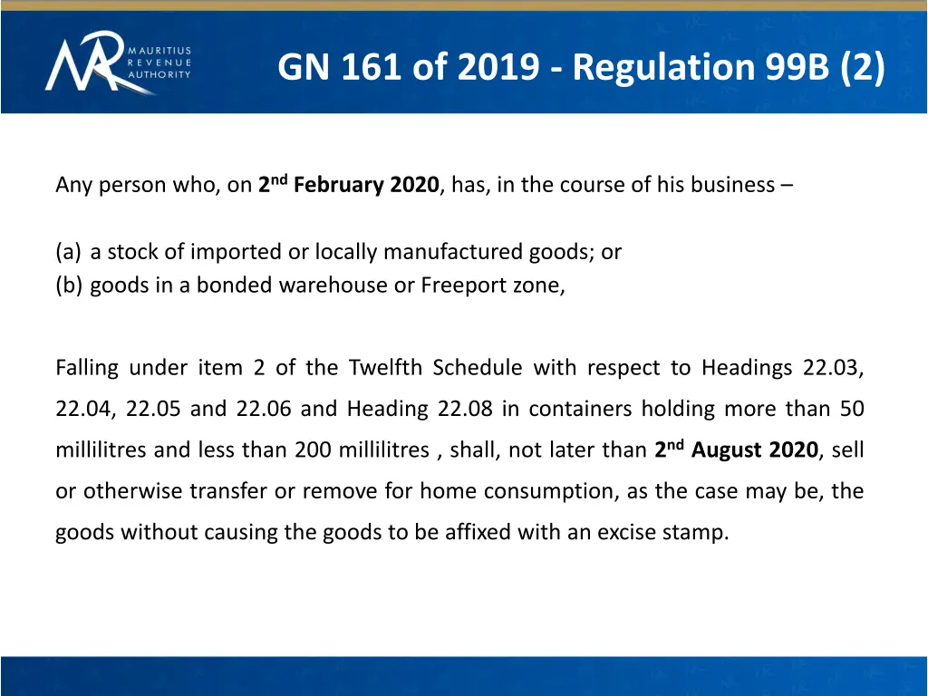 gn 161 of 2019 regulation 99b 2