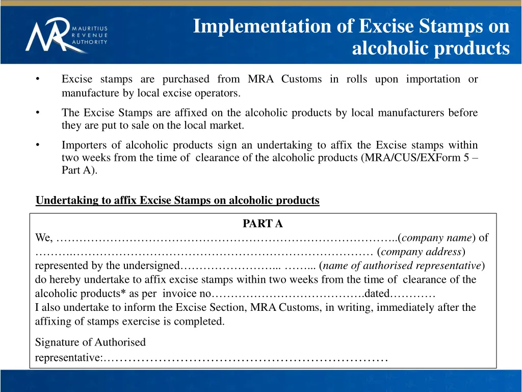 implementation of excise stamps on alcoholic 1