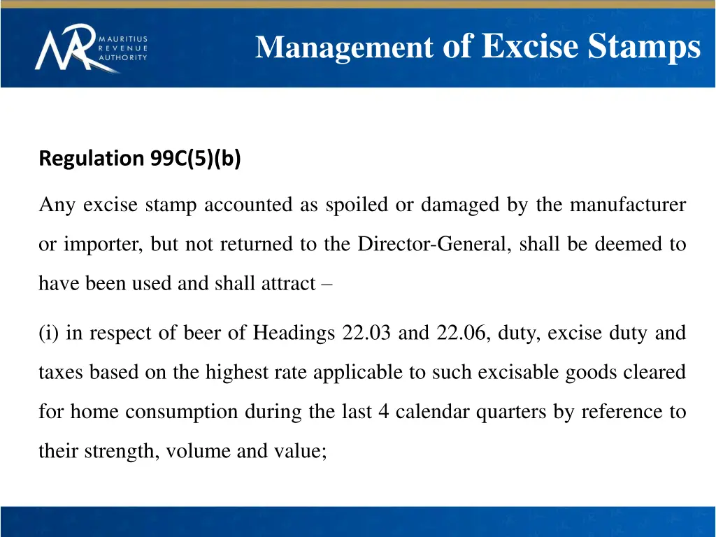 management of excise stamps 2