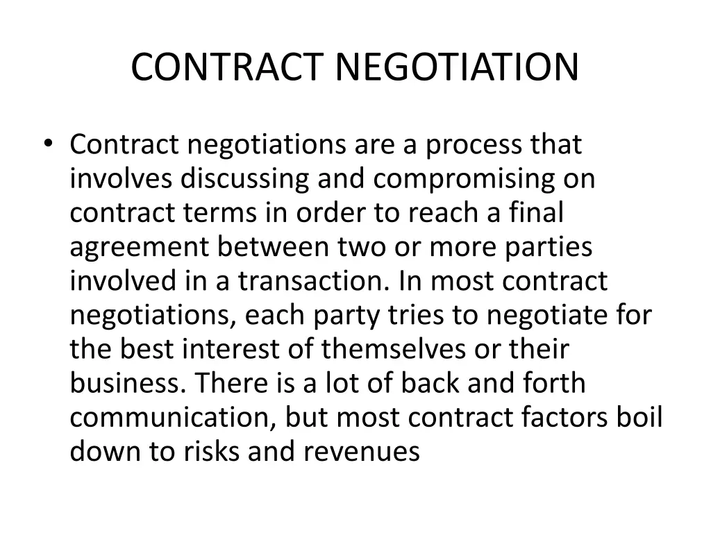 contract negotiation