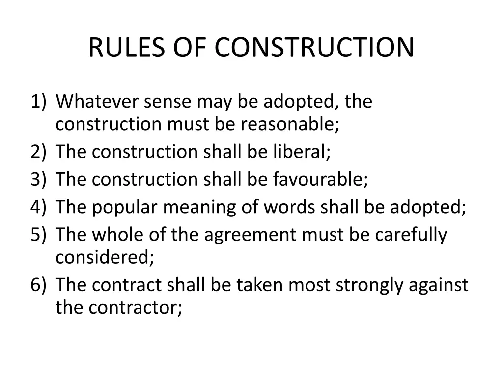 rules of construction