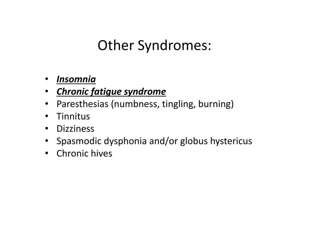 other syndromes