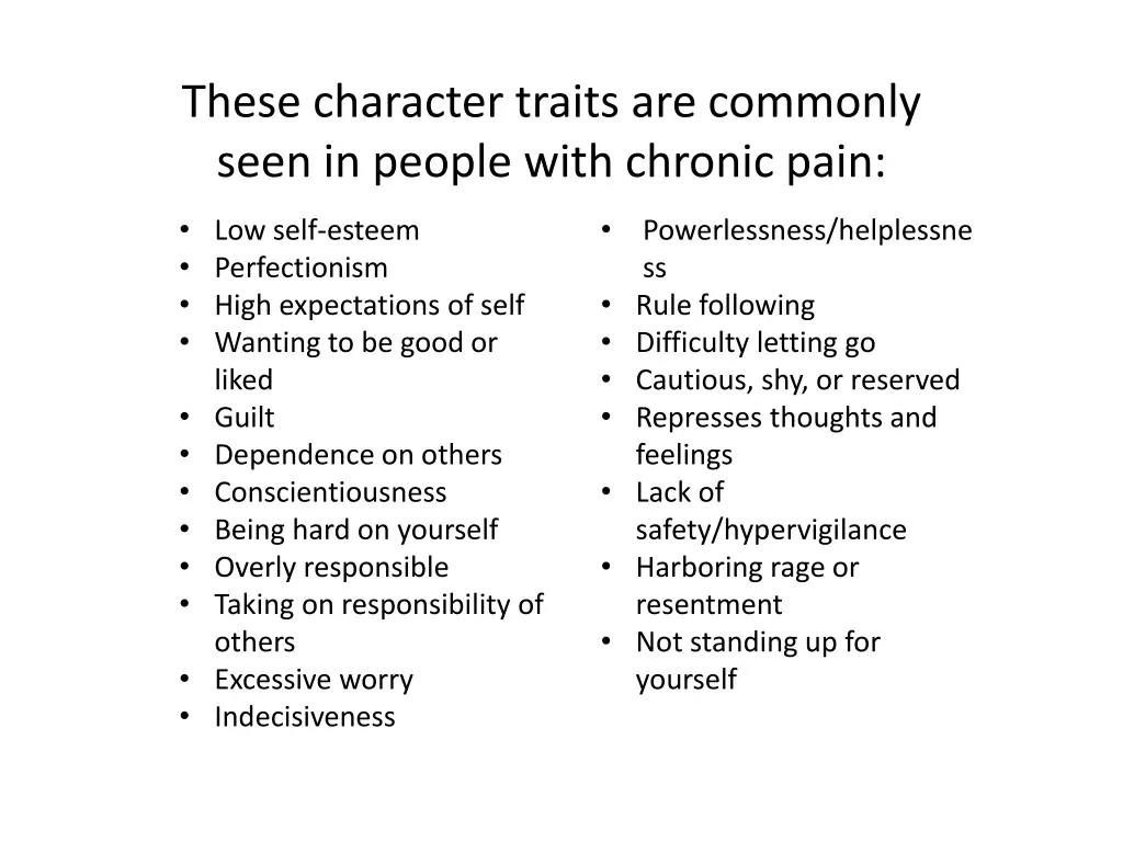 these character traits are commonly seen