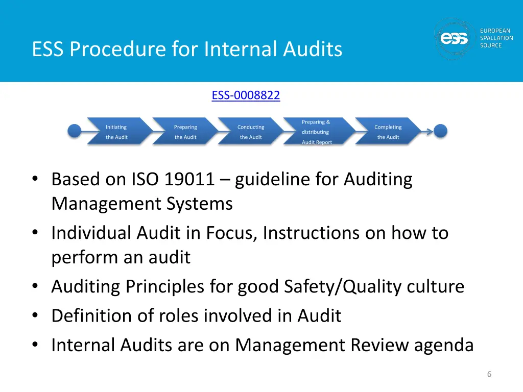 ess procedure for internal audits