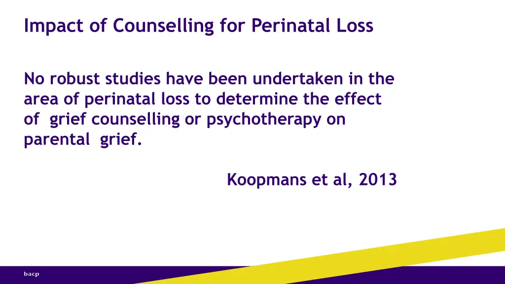 impact of counselling for perinatal loss