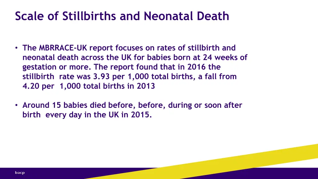 scale of stillbirths and neonatal death