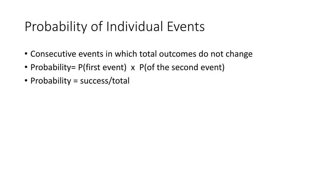 probability of individual events