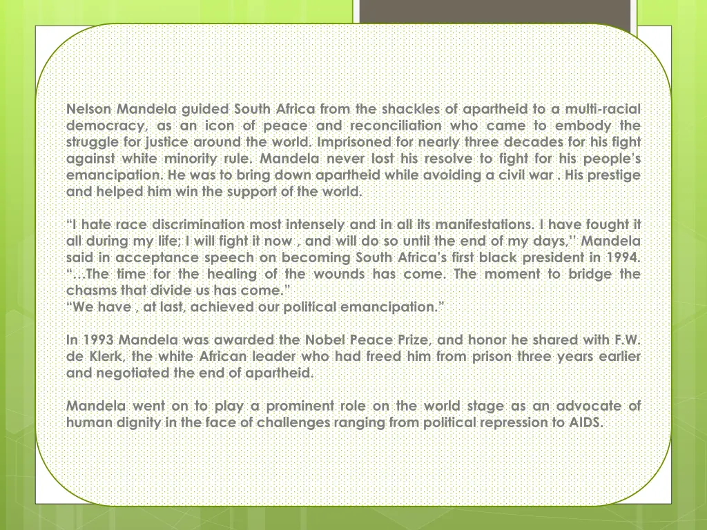 nelson mandela guided south africa from