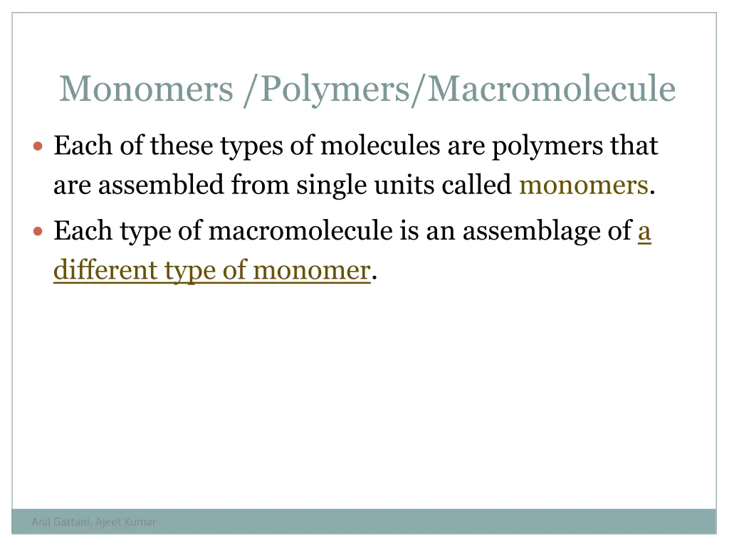 monomers polymers macromolecule