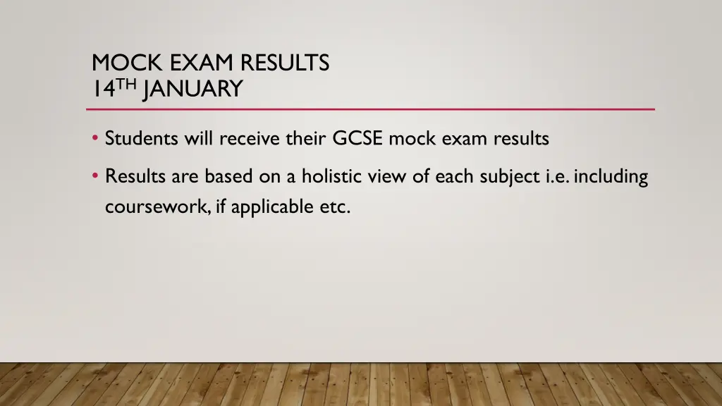 mock exam results 14 th january