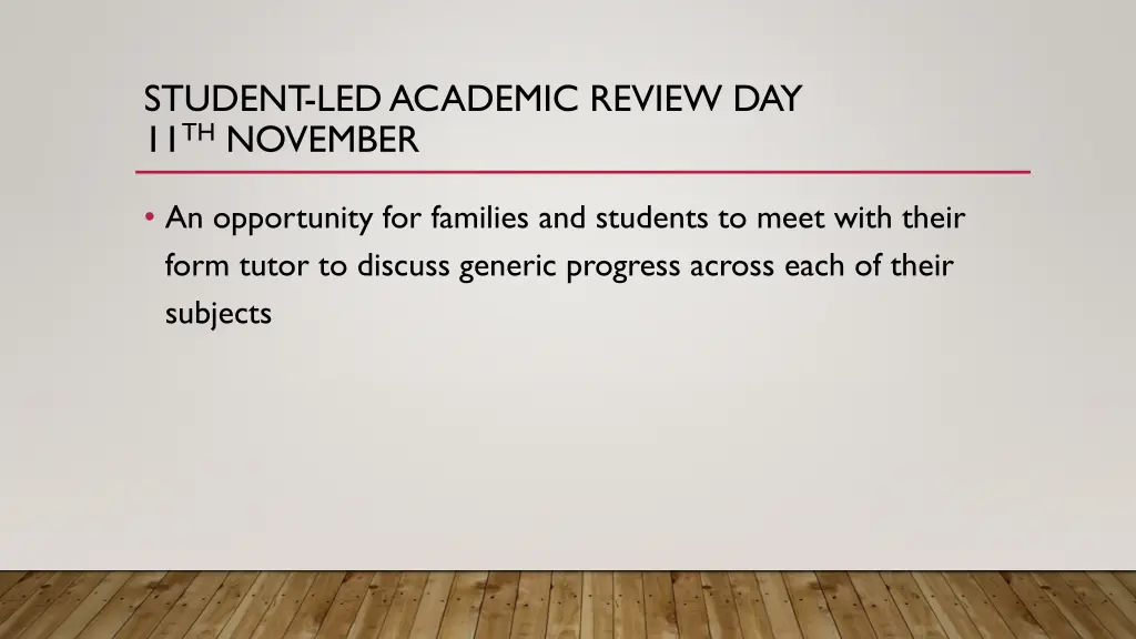 student led academic review day 11 th november