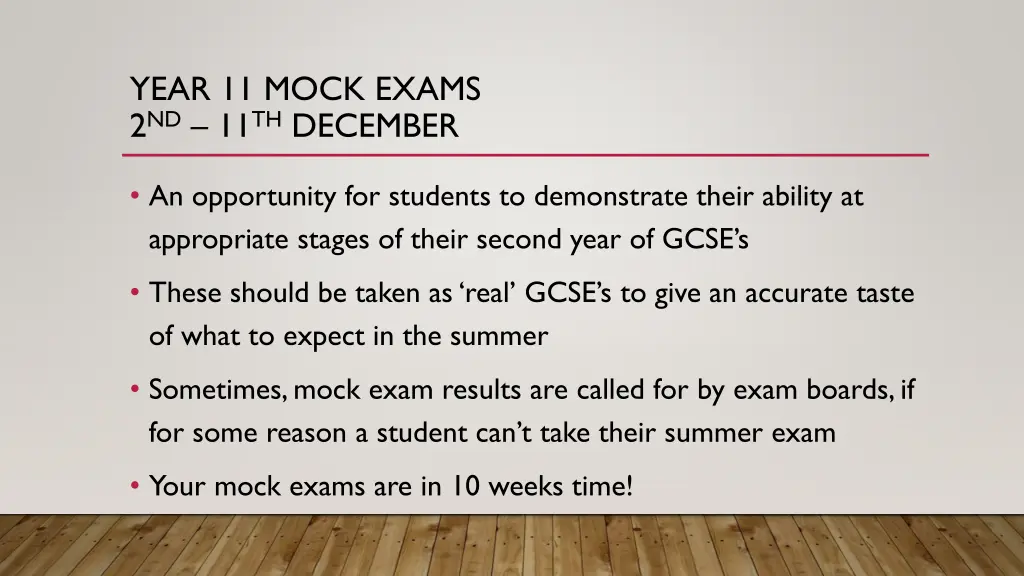 year 11 mock exams 2 nd 11 th december