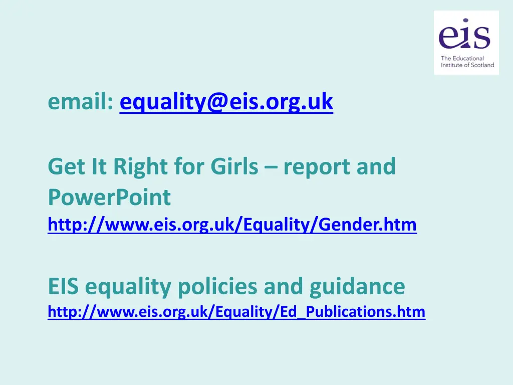 email equality@eis org uk