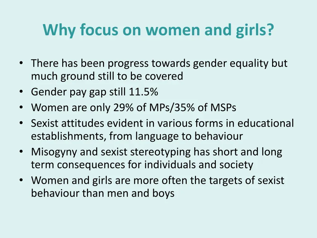 why focus on women and girls