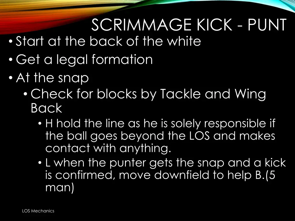 scrimmage kick punt start at the back