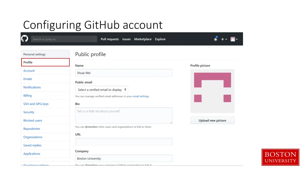 configuring github account 1